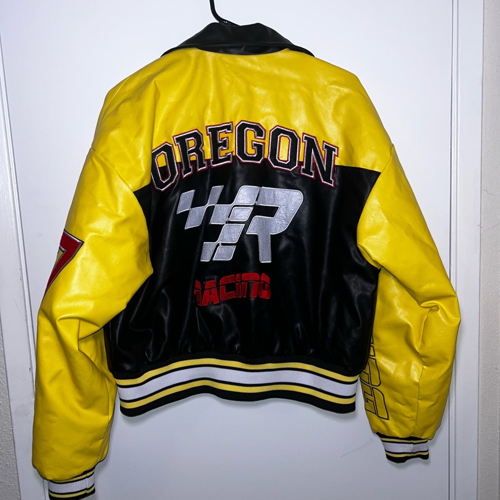 PrettyLittleThing Yellow and Black Leather Jacket - Picture 2 of 3